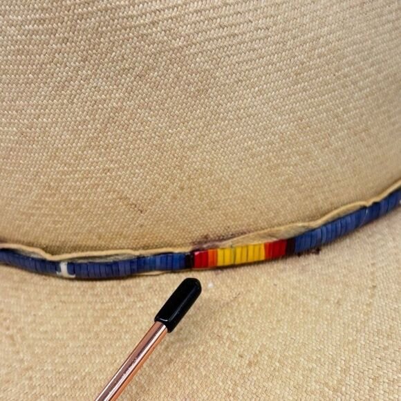 MONTECRISTI Hat Works Hand Made Panama Hat 6 7/8 Porcupine Quill Band Cowboy 55 - Picture 11 of 12